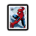 Spider-Man stamp sticker closeup