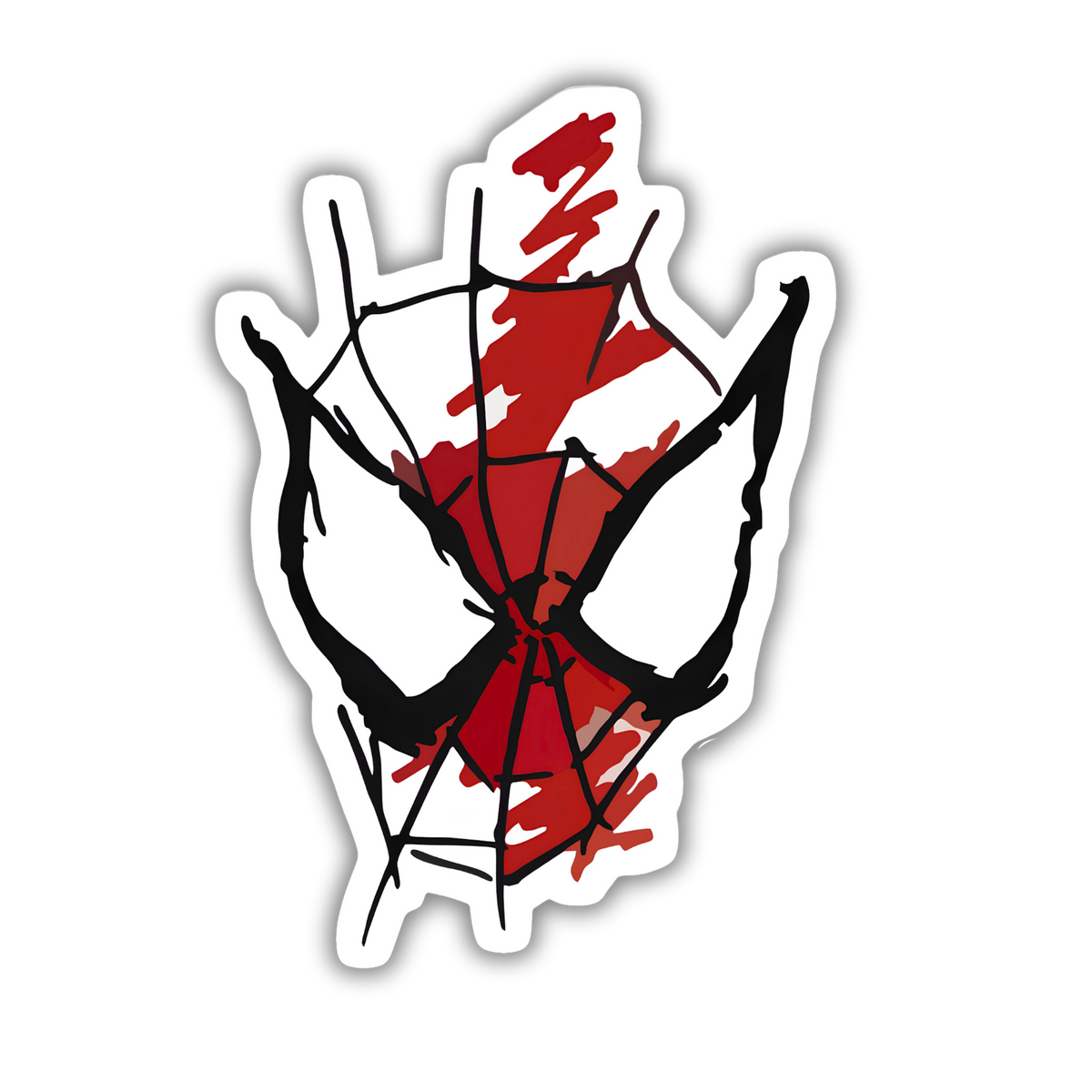 Spider-Man sketch mask torn sticker closeup