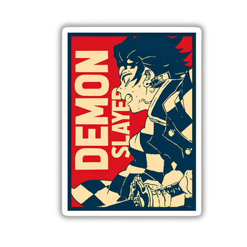 Demon Slayer poster sticker on laptop