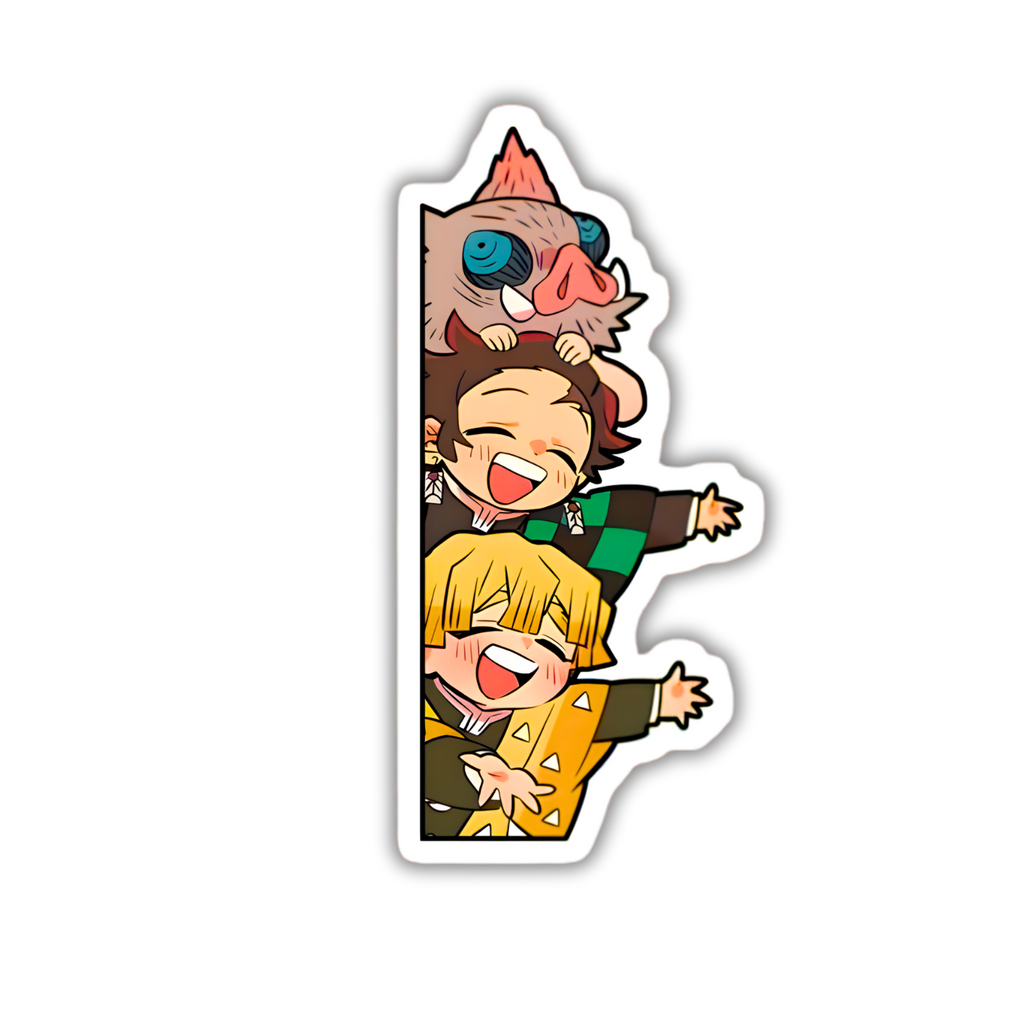 Demon Slayer trio sticker applied to a phone