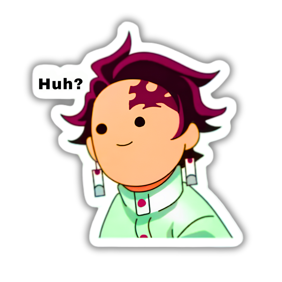 Huh Tanjiro Demon Slayer sticker applied to a phone