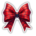 Spider-Man web bow sticker closeup