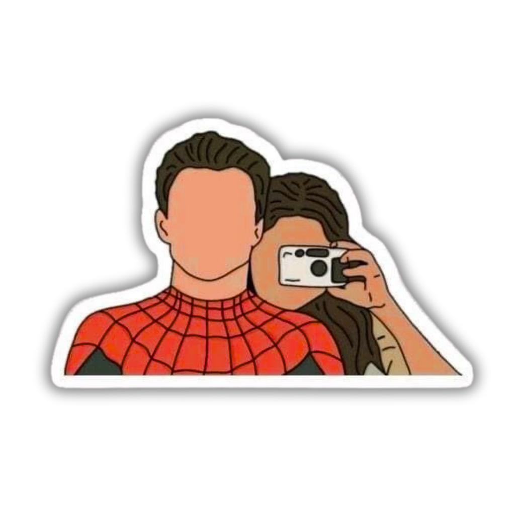 Spider-Man and MJ selfie sticker on phone