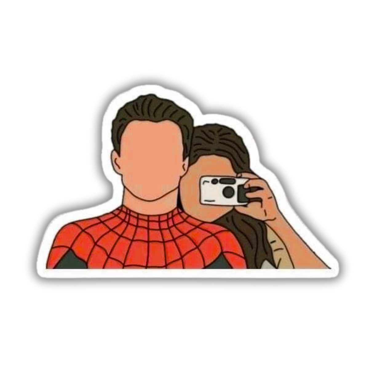 Spider-Man and MJ selfie sticker on phone