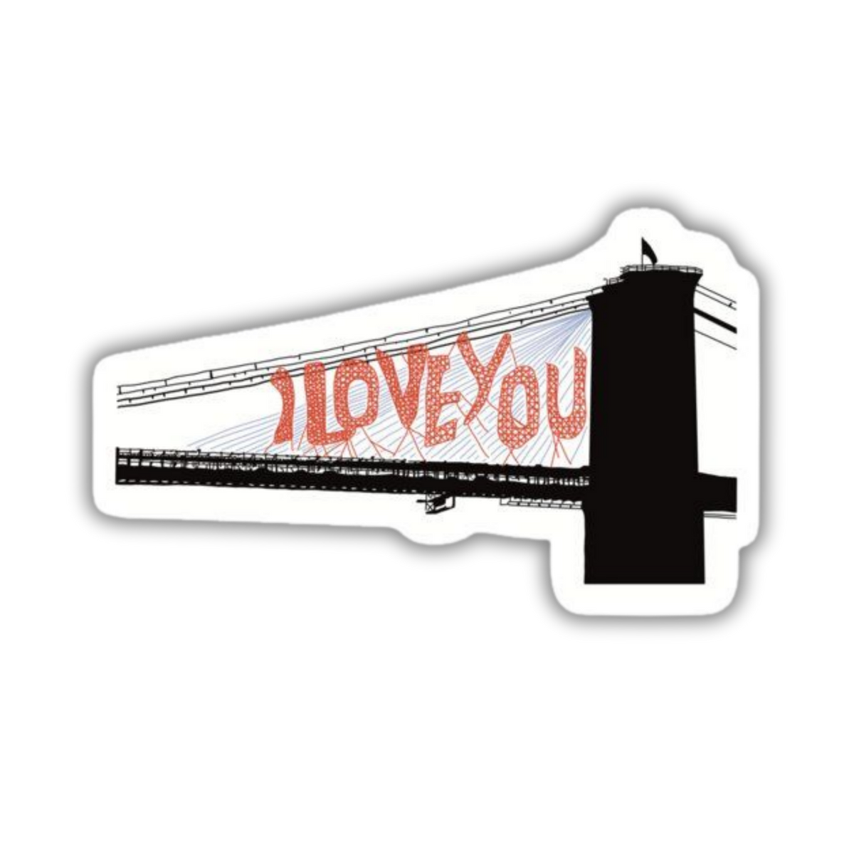 Brooklyn Bridge I Love You sticker closeup