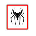 Spider-Man logo red border sticker closeup