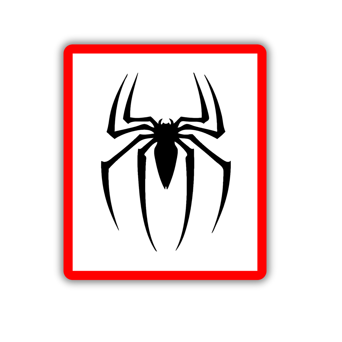 Spider-Man logo red border sticker closeup