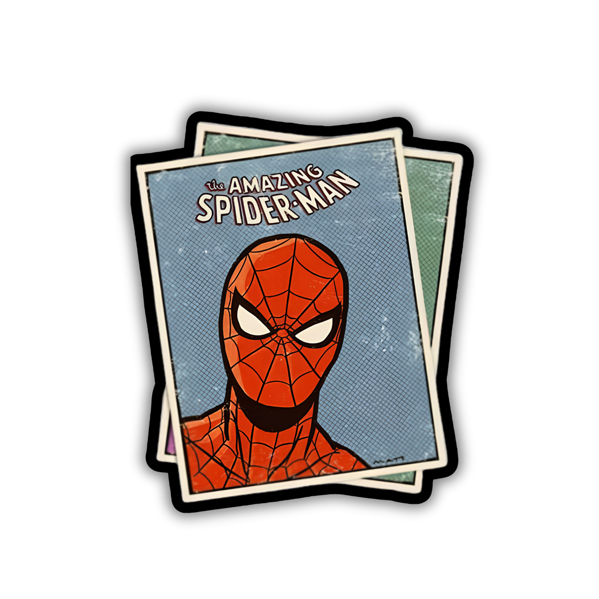 The Amazing Spider-Man comic card sticker closeup