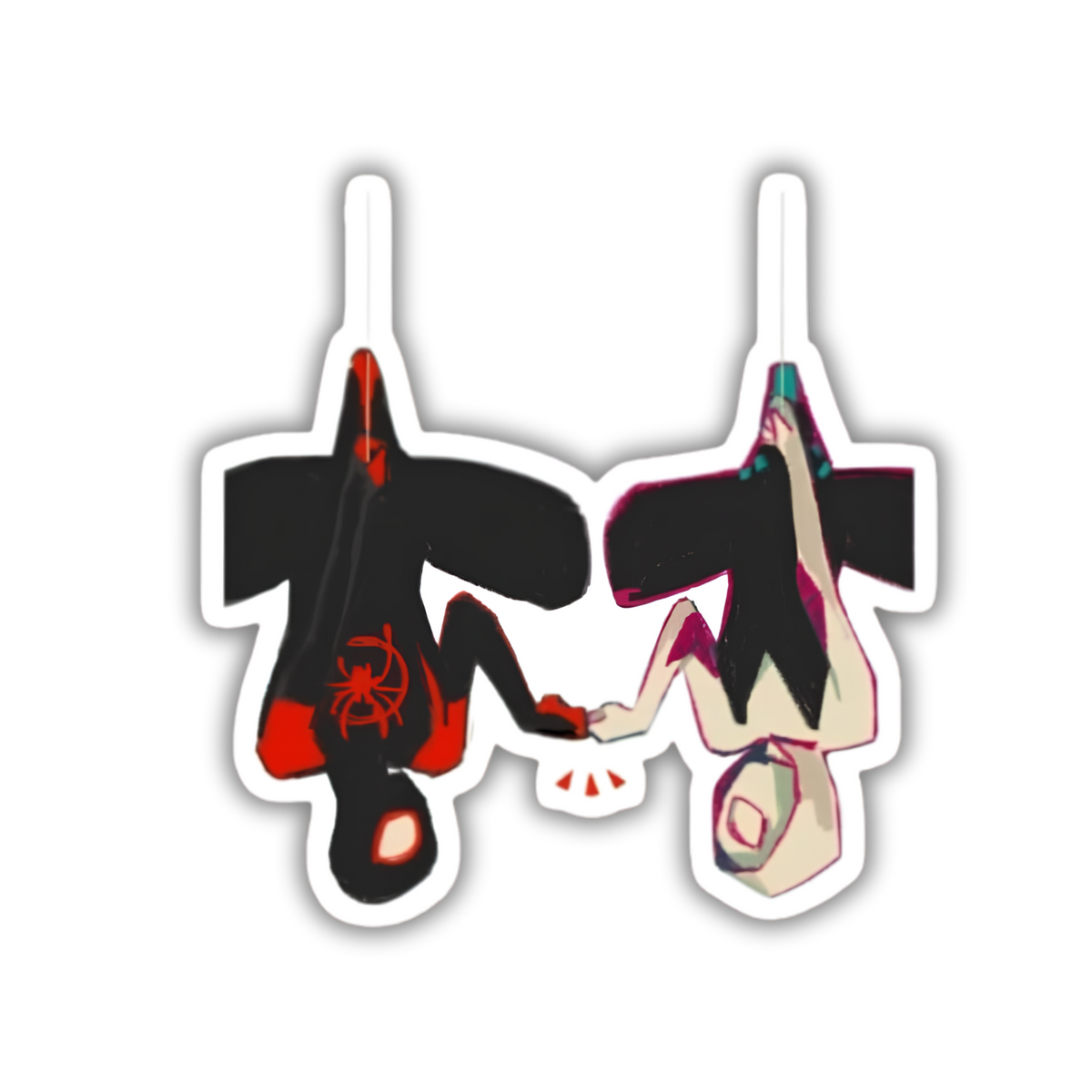 Miles and Gwen upside down sticker on phone