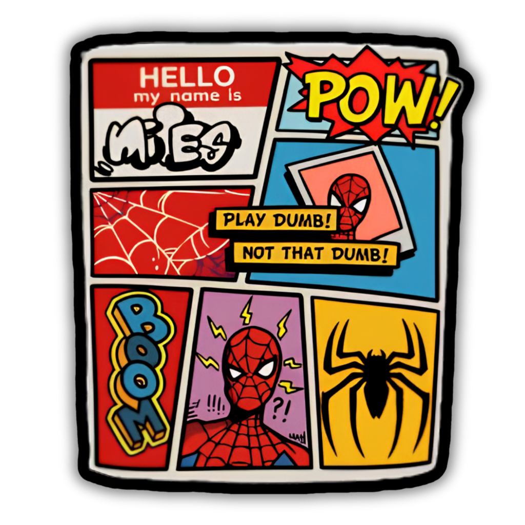 Spider-Man comic panel sticker on phone