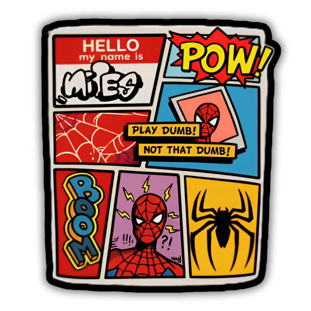 Spider-Man comic panel sticker on phone