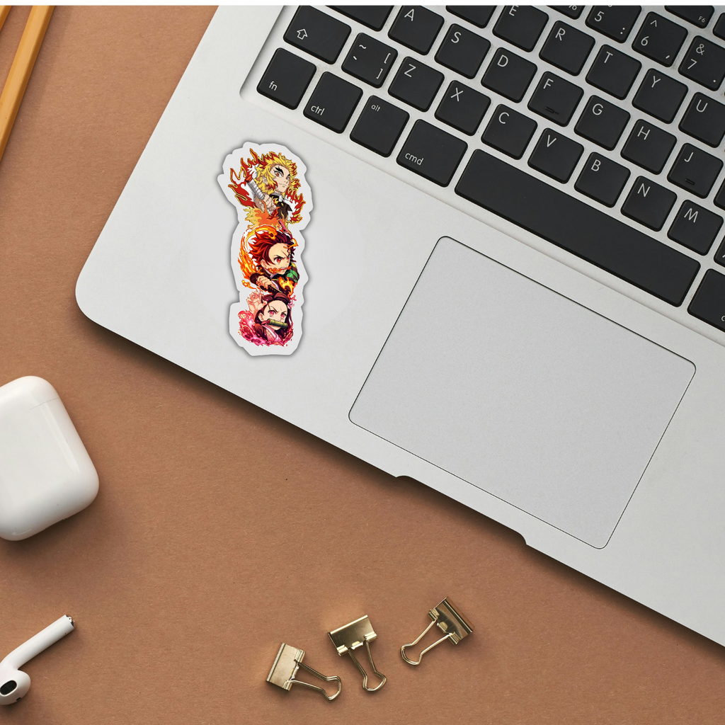 Demon Slayer flame trio sticker applied to a phone