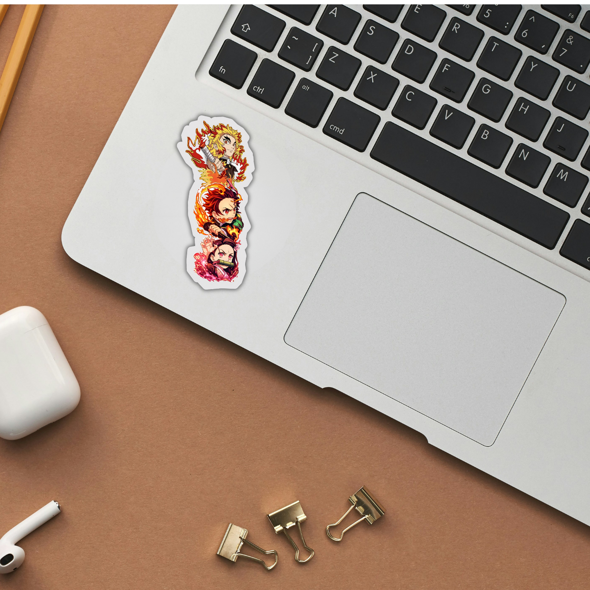 Demon Slayer flame trio sticker applied to a phone