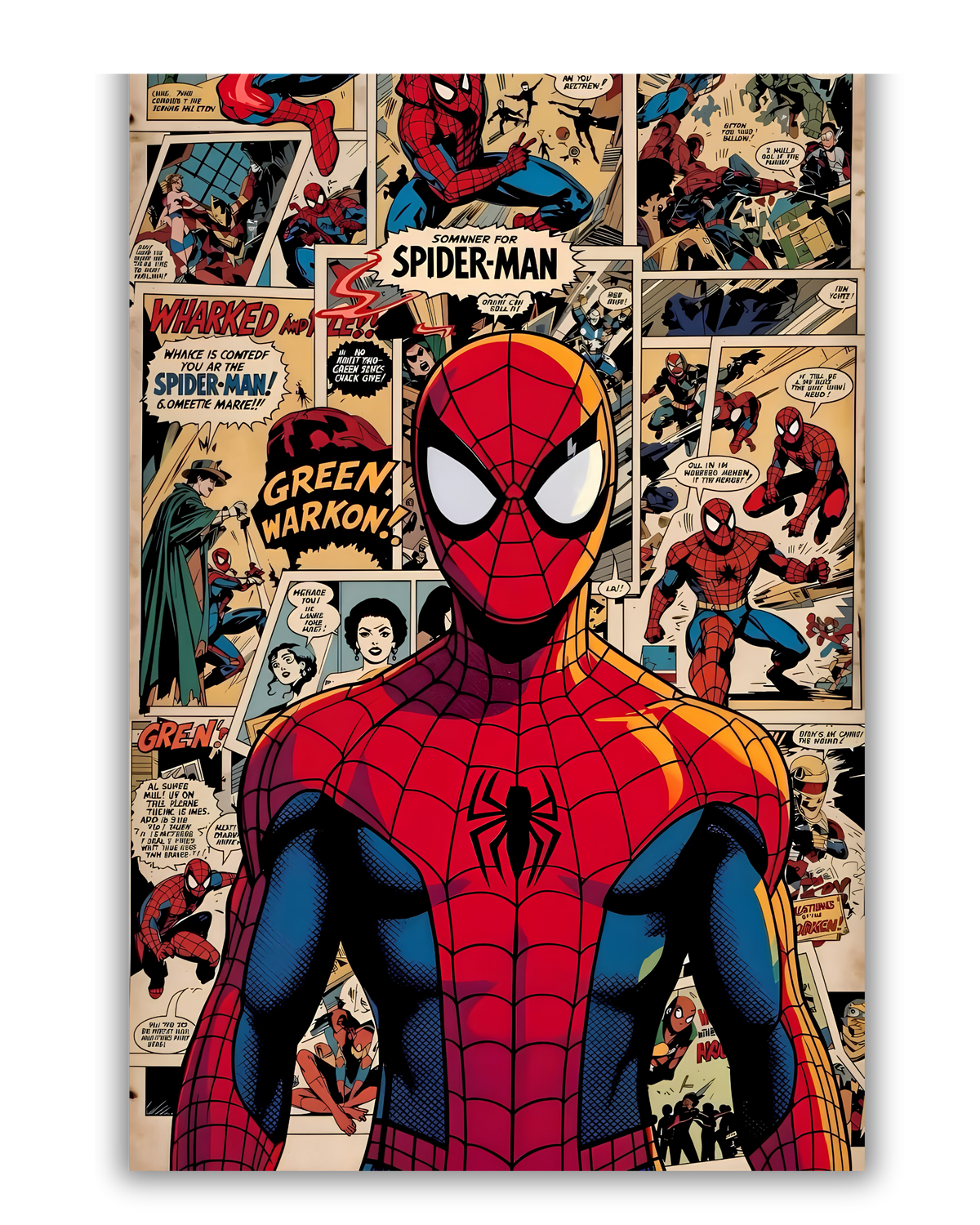 Spider-Man A3+ poster displayed on a wall