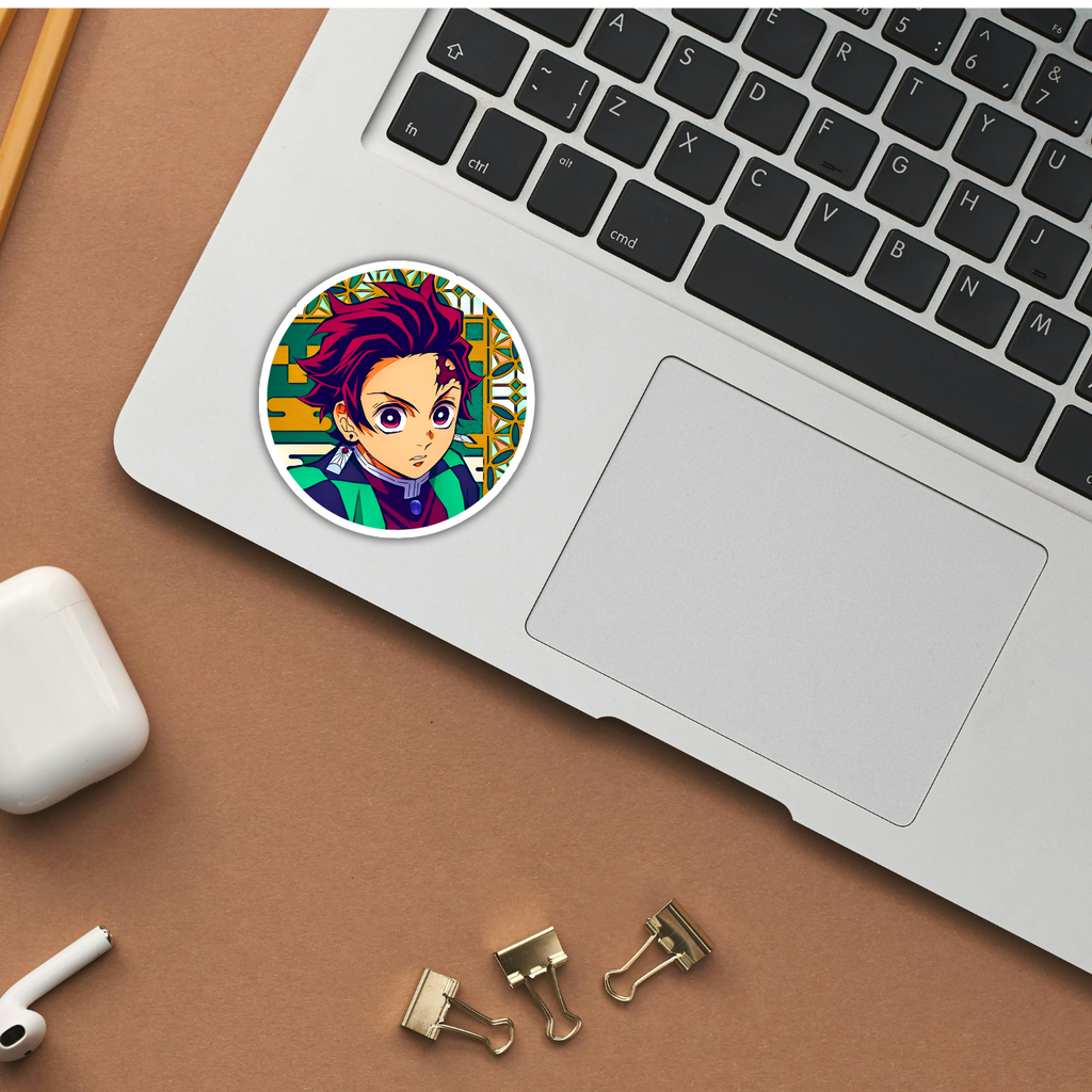 Tanjiro sticker on phone back