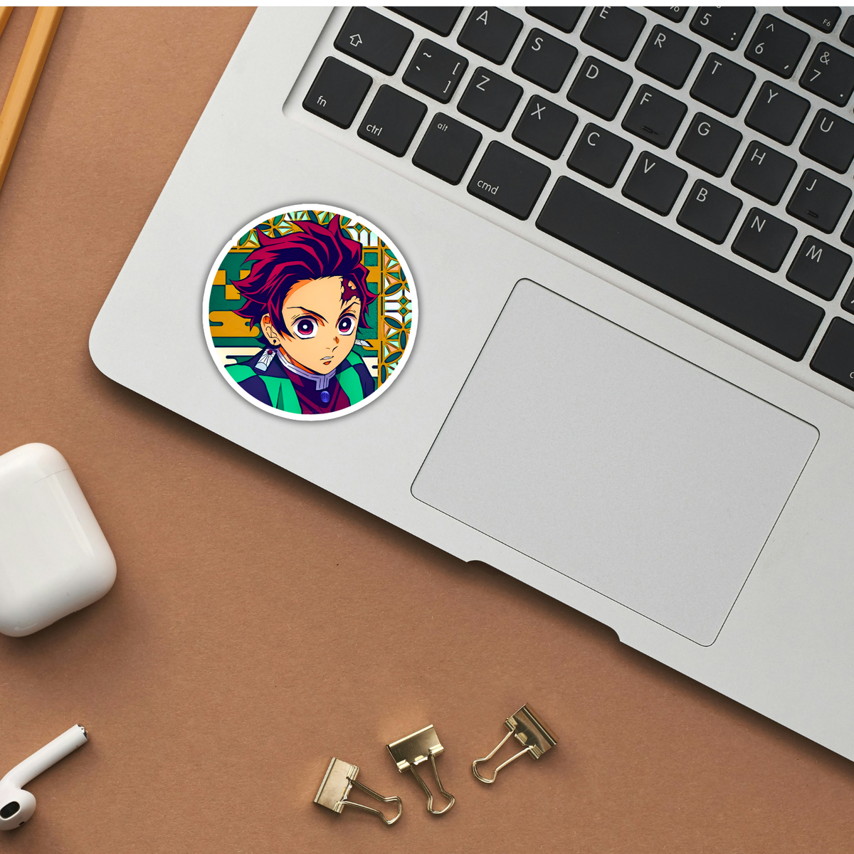 Tanjiro sticker on phone back