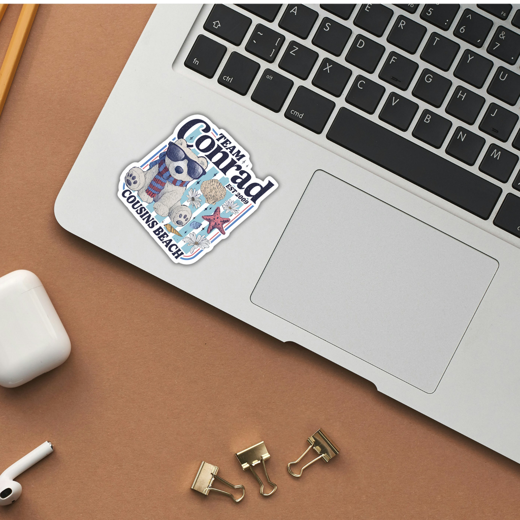 Team Conrad Cousins Beach sticker on laptop