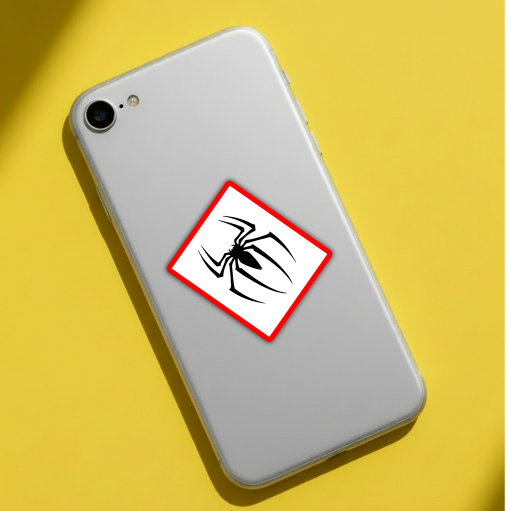Spider-Man logo red border sticker on phone