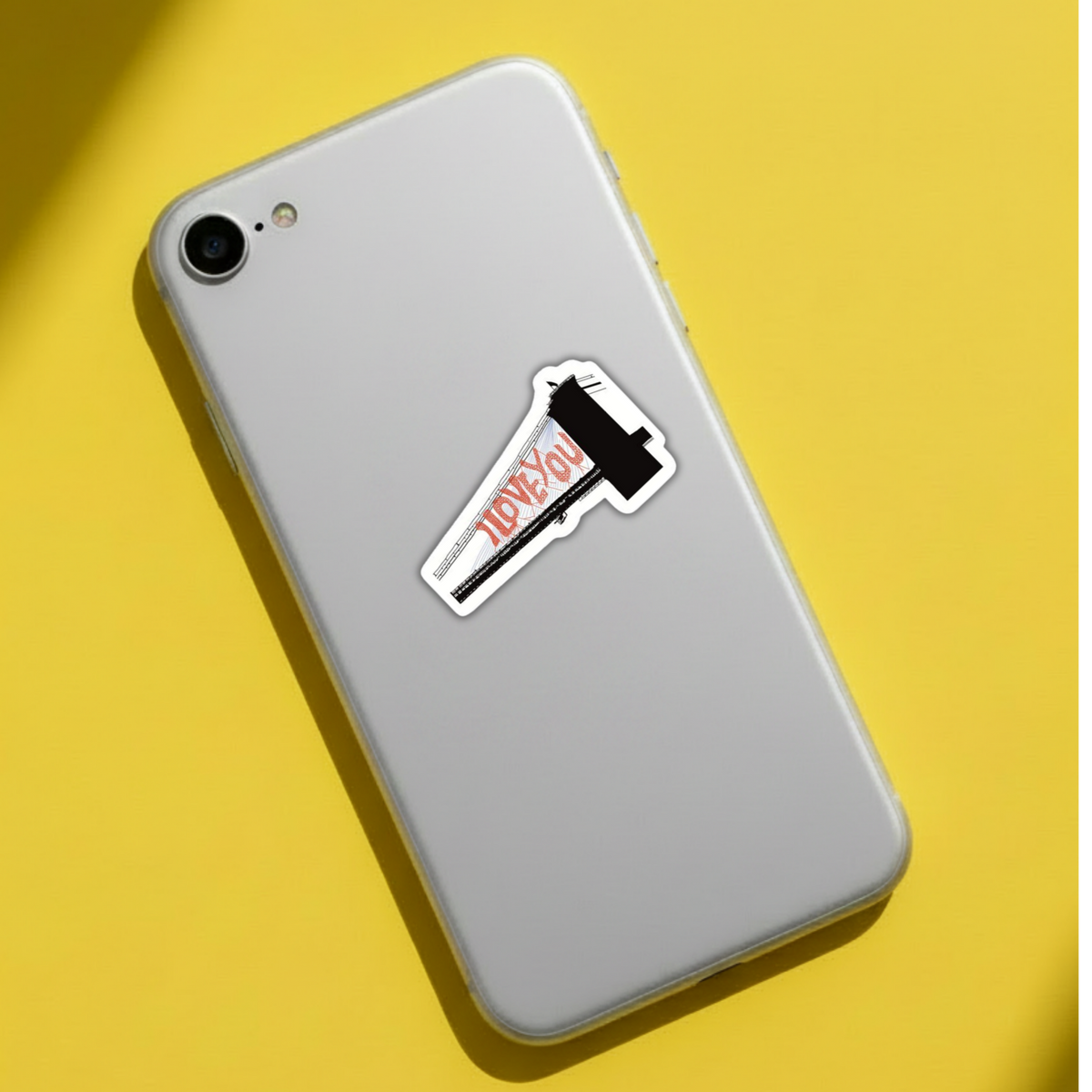 Brooklyn Bridge I Love You sticker on phone