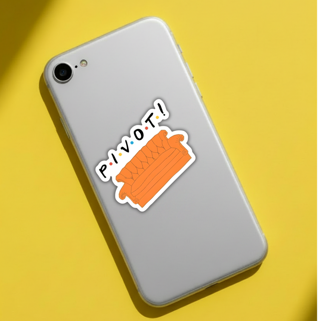 PIVOT! FRIENDS couch sticker on phone