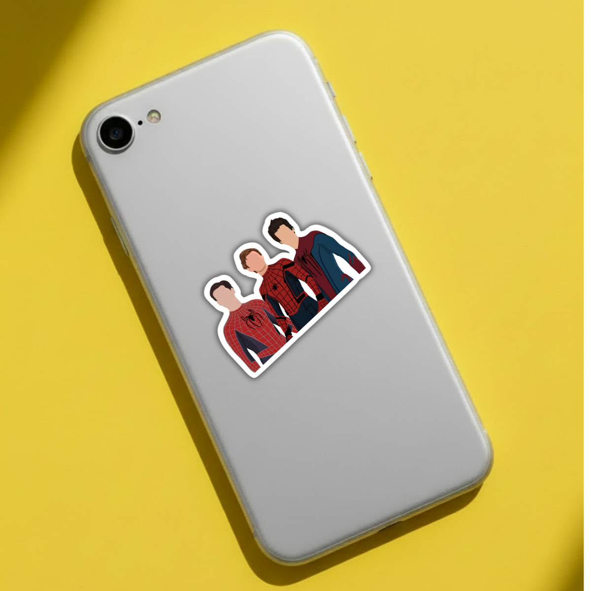 Three Spider-Men sticker closeup