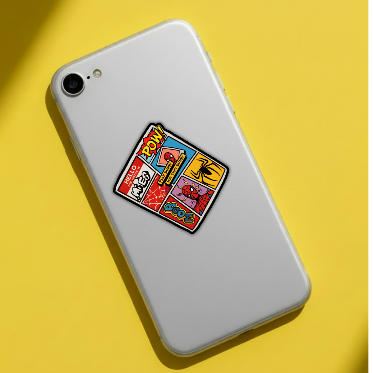 Spider-Man comic panel sticker on laptop