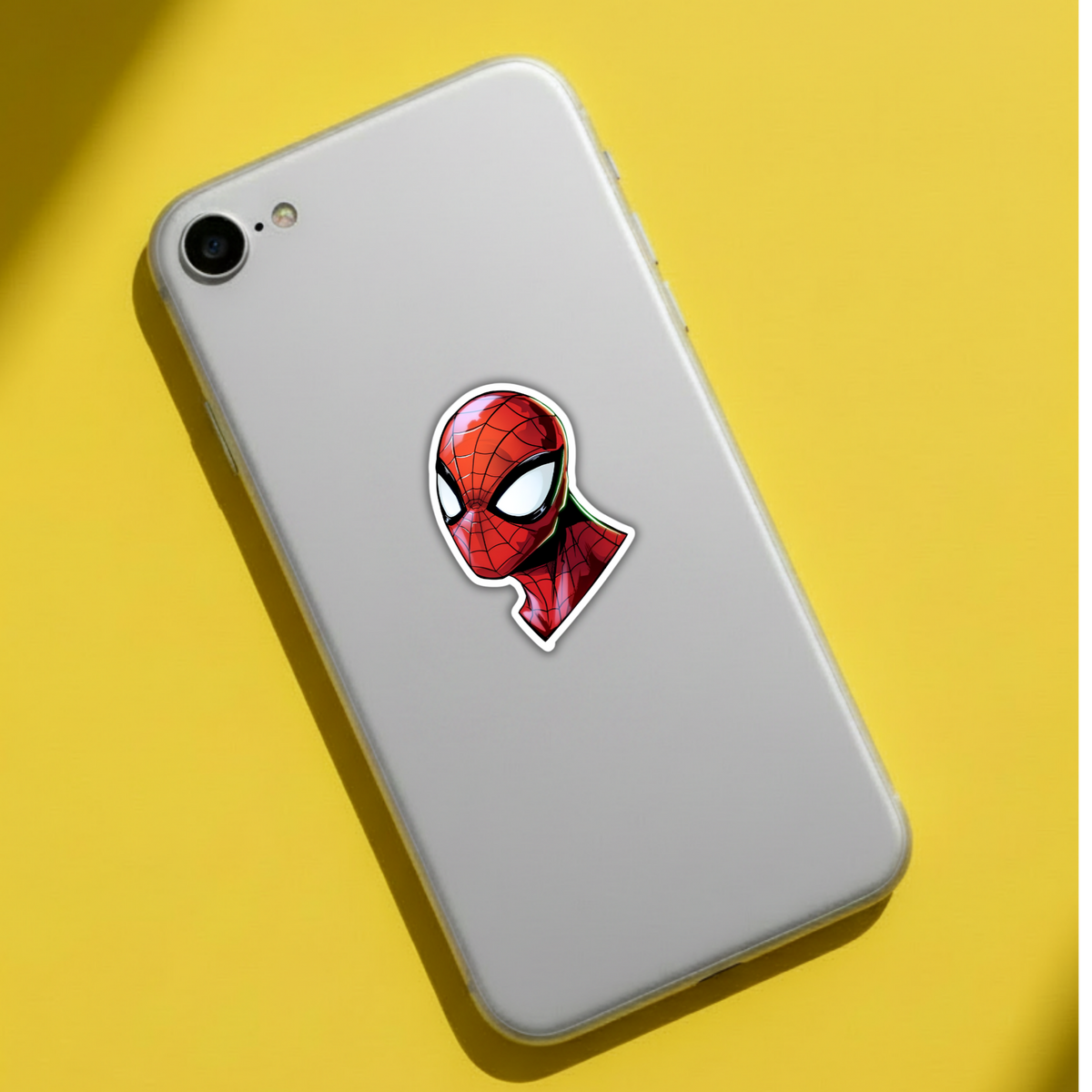 Spider-Man glossy mask portrait sticker on phone