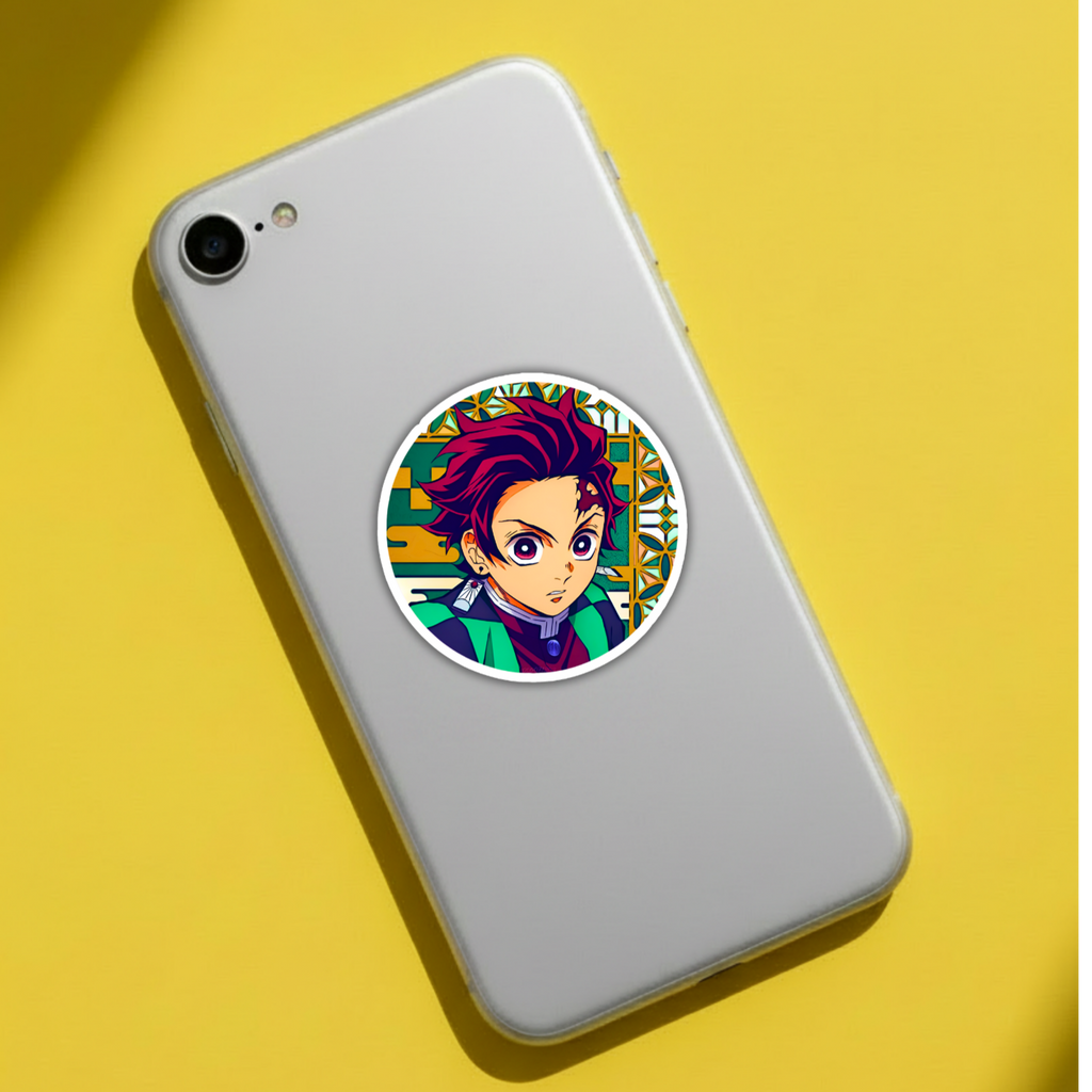 Tanjiro sticker on laptop