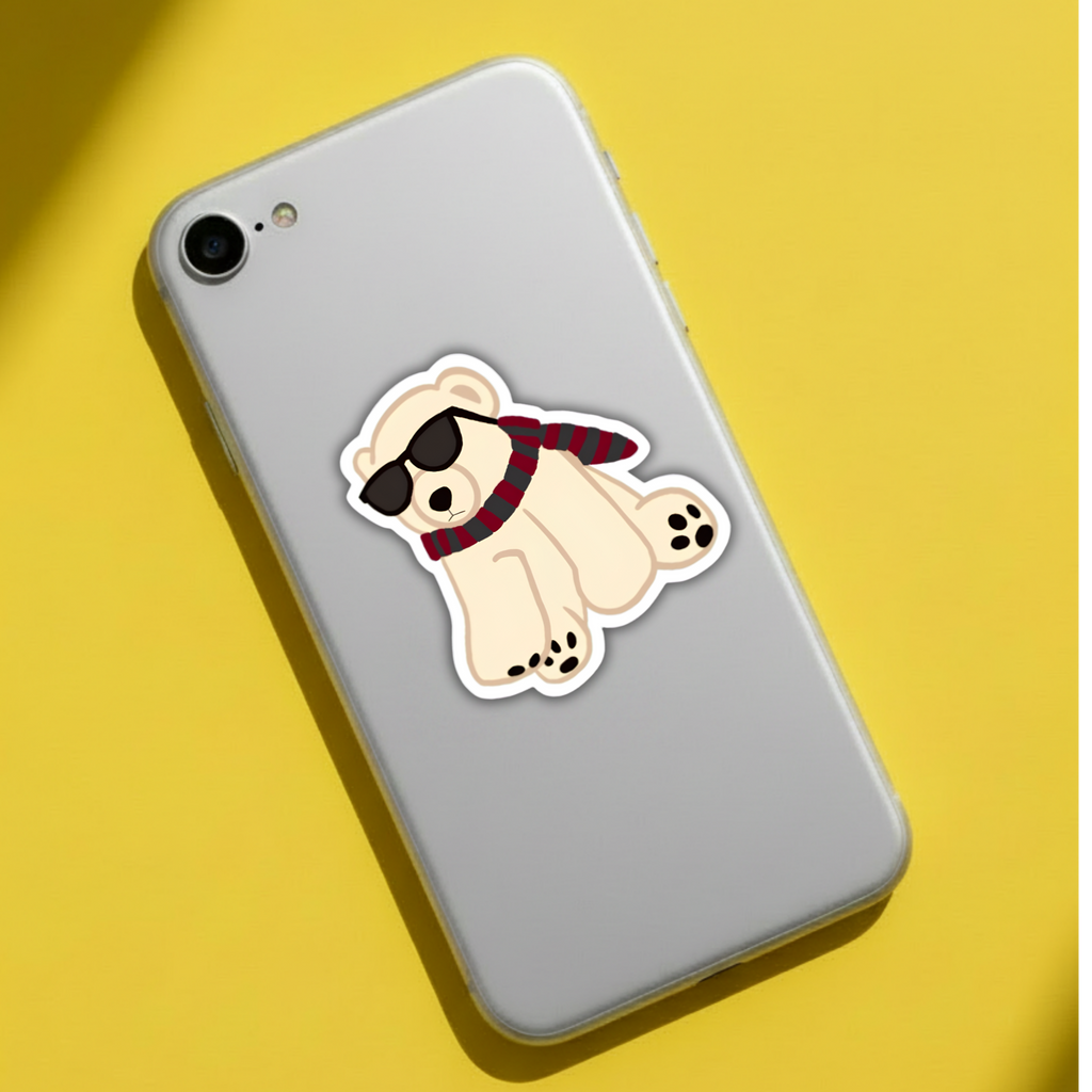 Cool polar bear sticker on phone