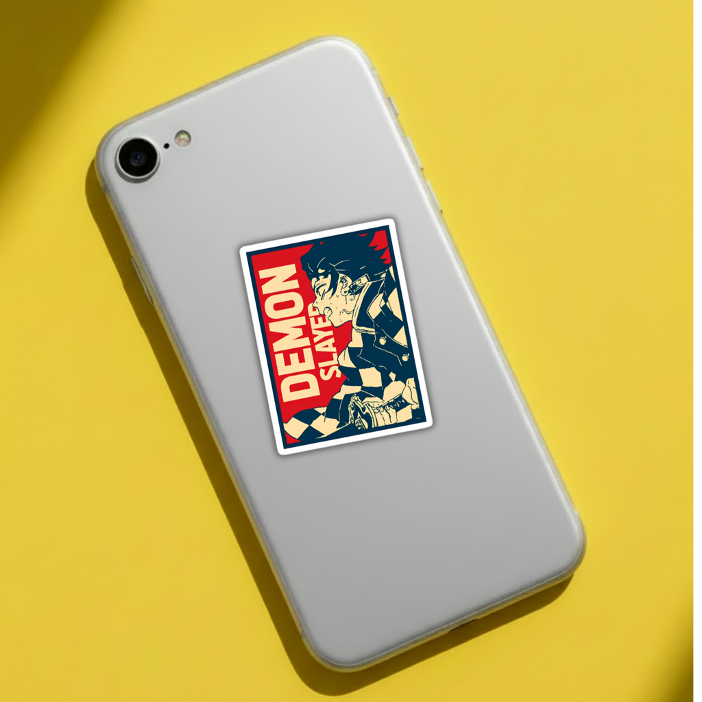 Demon Slayer poster sticker on phone back