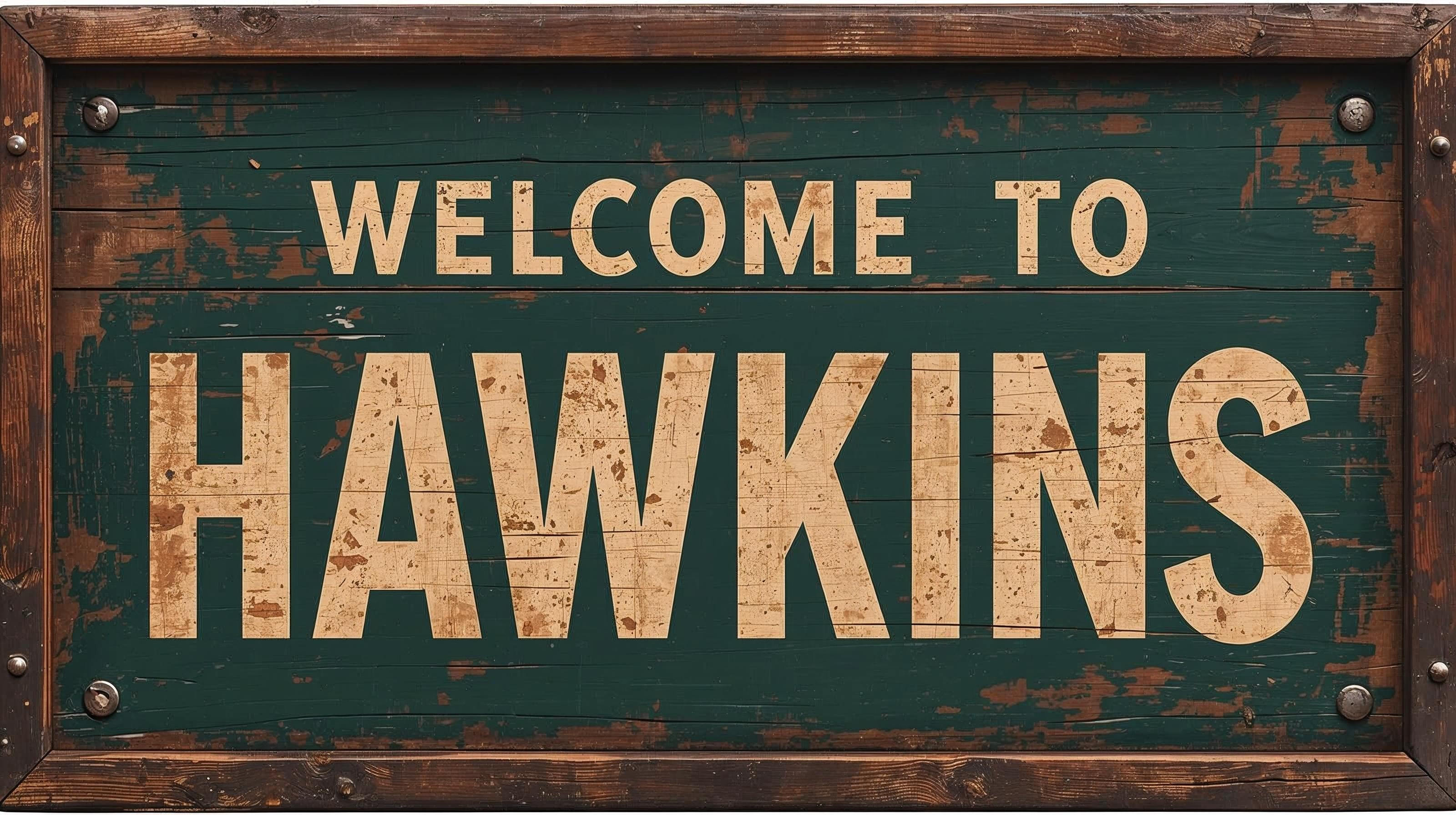 Welcome to Hawkins — Vintage Wood Board Sticker