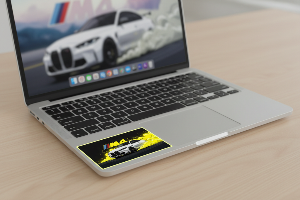 BMW M4 Sticker on Laptop - Left Corner