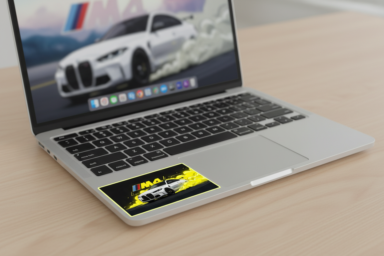 BMW M4 Sticker on Laptop - Left Corner