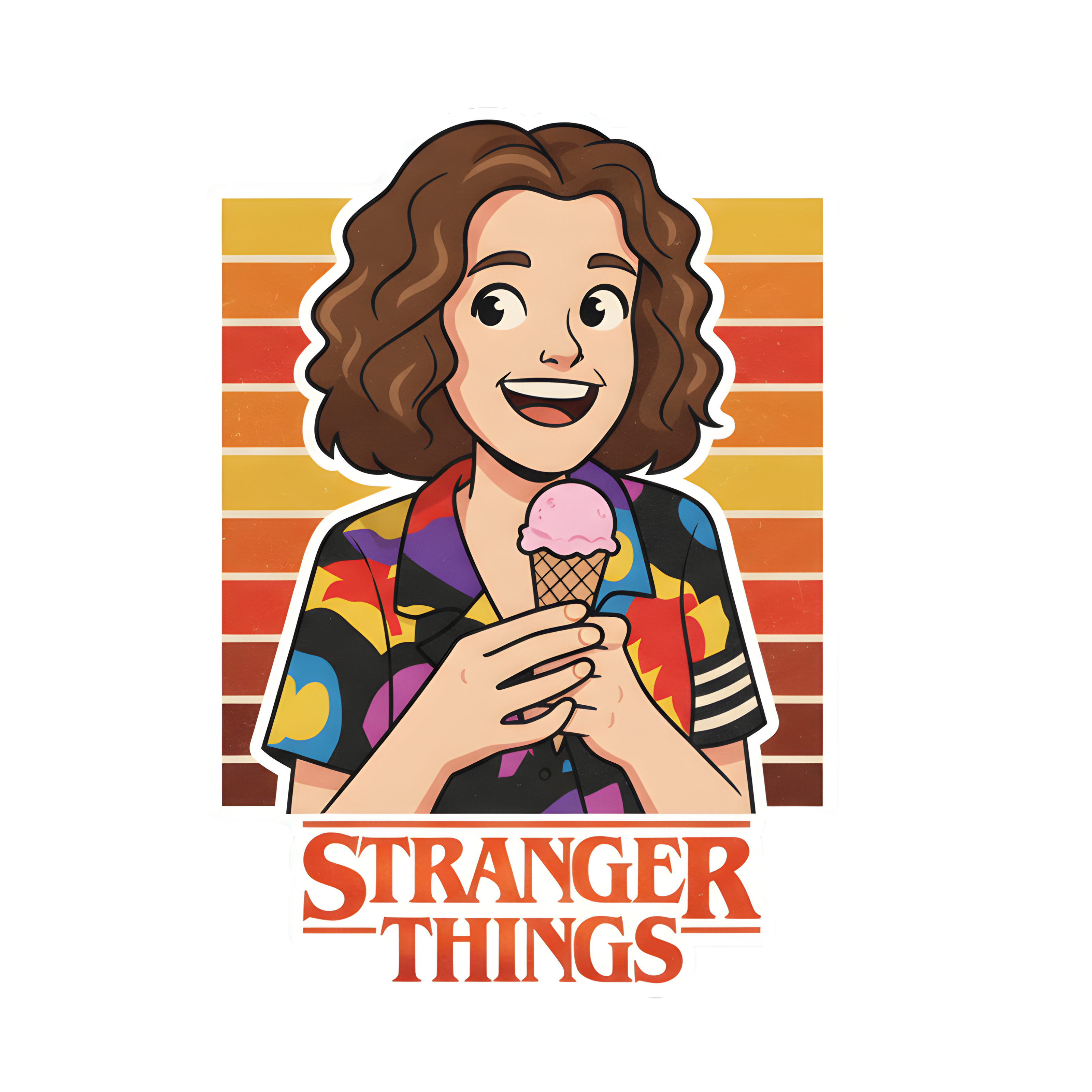 Retro Ice Cream Girl Sticker – Glossy Waterproof (Fan Inspired)