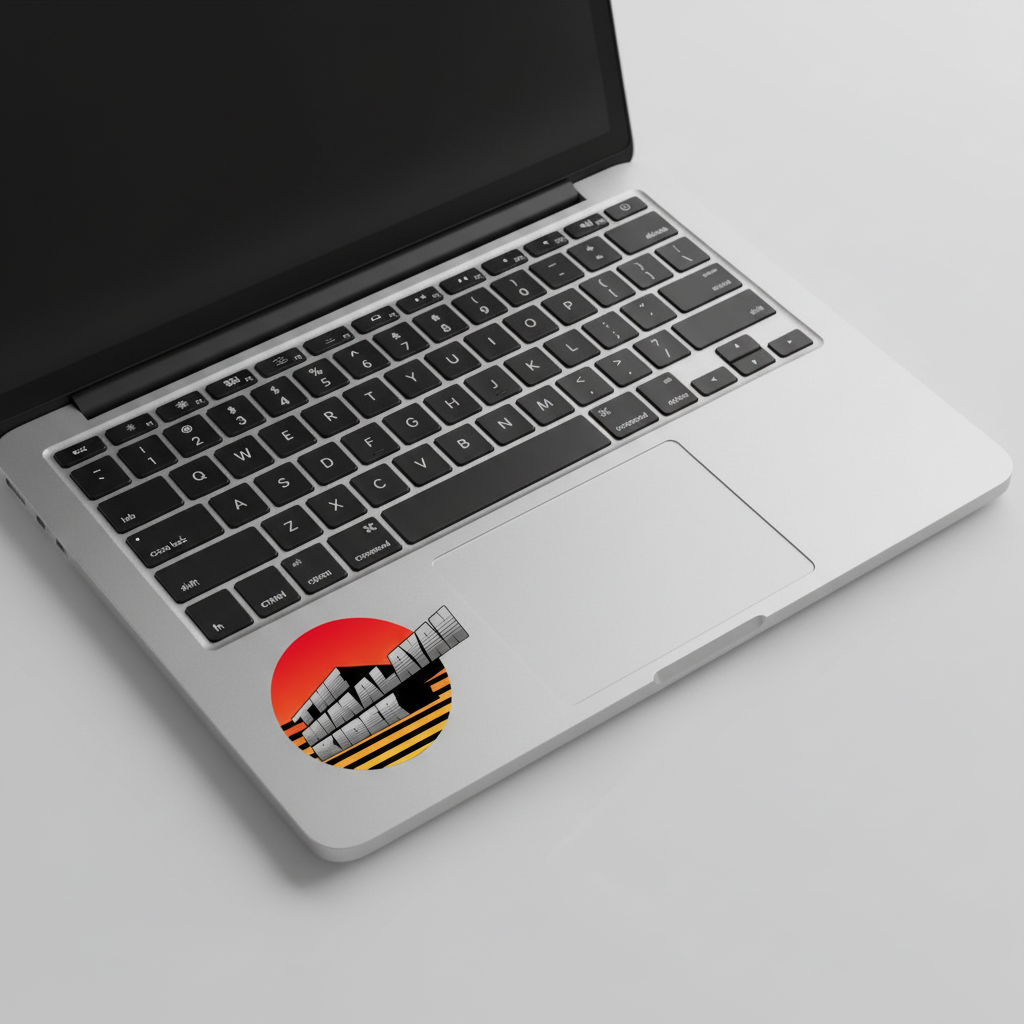 The Himalayan Rider Premium Bike Sticker mockup on laptop